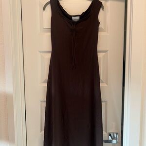 Reformation Milo Knit Dress - Elegant Brown Sleeveless Dress